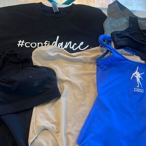 Bundle of Medium Dance wear, bra, leotard, sweatshirt